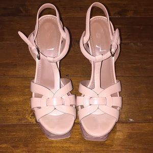 YSL cream open toed pumps!